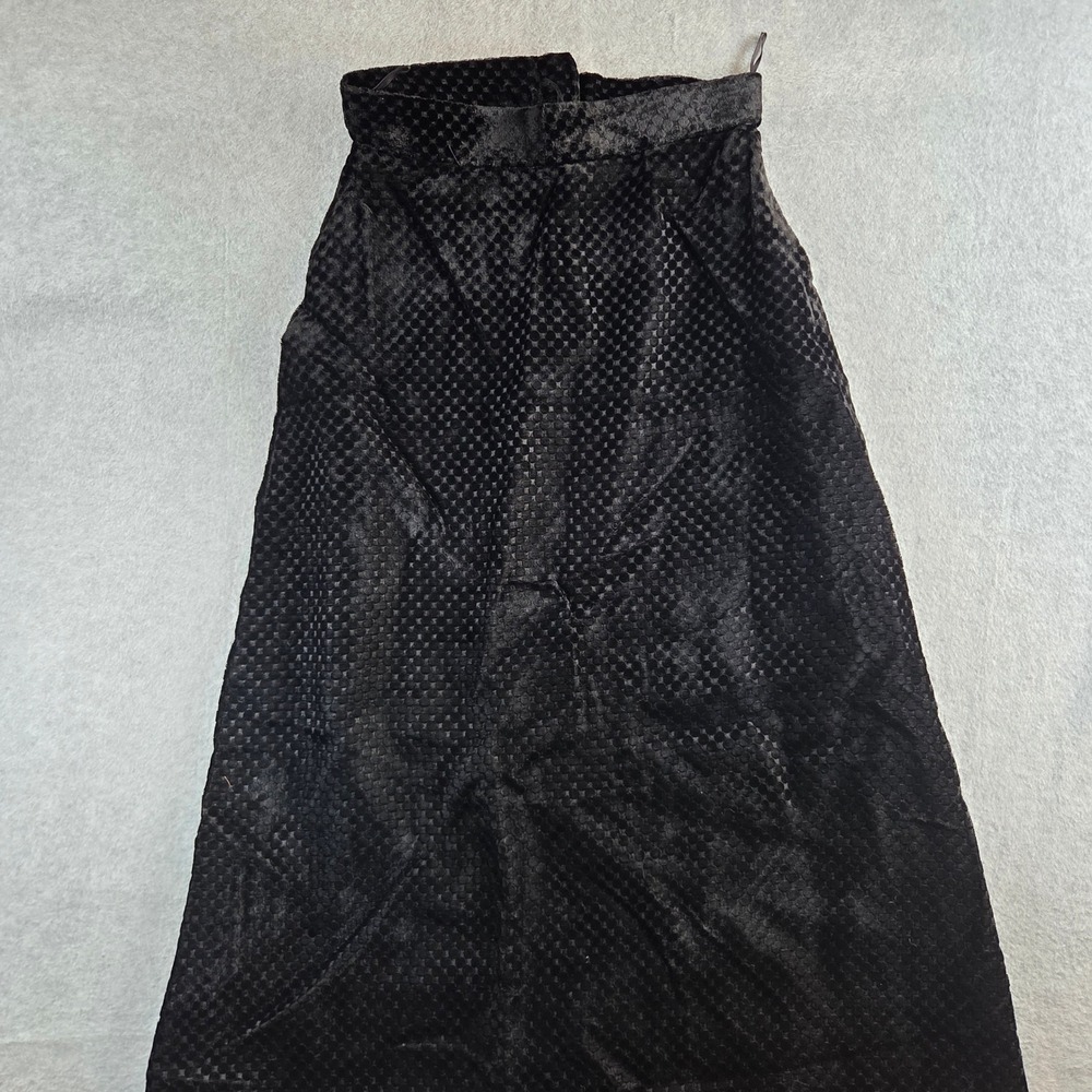 Vintage Velvet Maxi Skirt Women Size 38 Black Checkered High Waist Evening